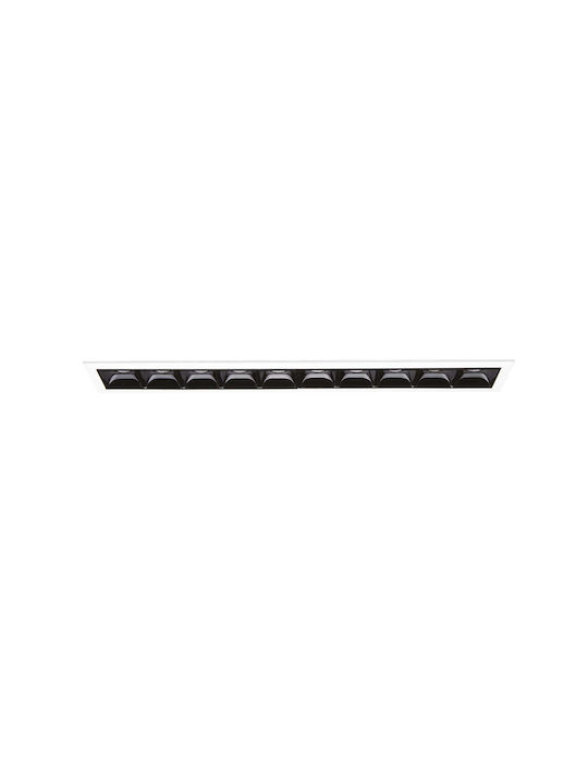 Ideal Lux Rectangle Metallic Recessed Spot with Integrated LED and Natural White Light Black 27.8x4.5cm. 1pcs