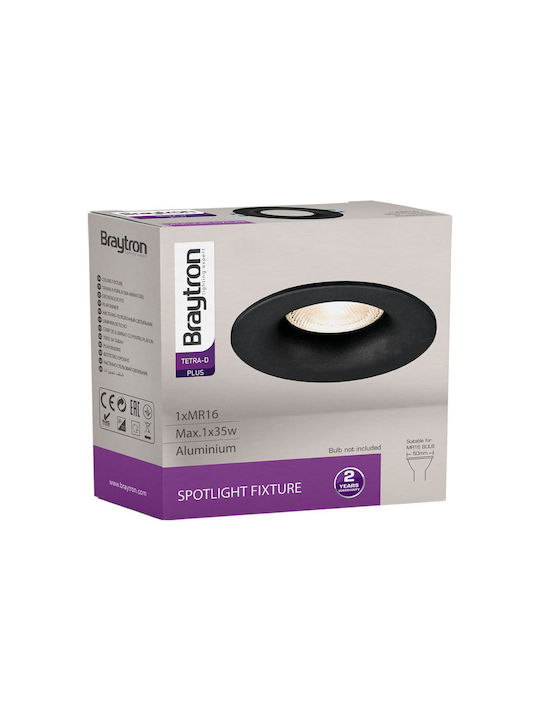 Braytron Round Metallic Recessed Spot with Socket GU10 Black 8.3x8.3cm. 1pcs
