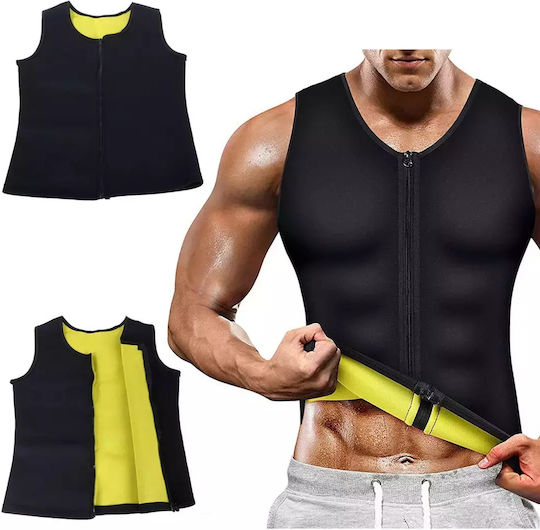 Men's Neoprene Fitness T-Shirt Zipper Slimming – Size L