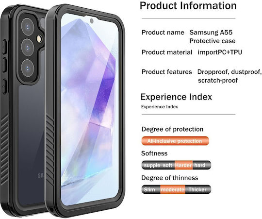 Redpepper 360 Vollschutz Wasserdicht Schwarz (Galaxy A55)