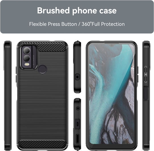 Carbon Fiber Umschlag Rückseite Schwarz (Nokia C22)