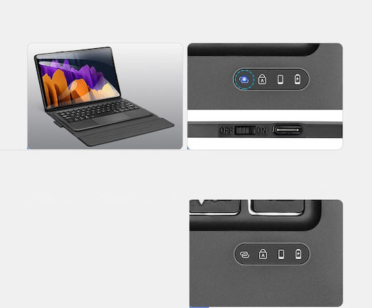 Dux Ducis Touchpad Flip Cover με Πληκτρολόγιο στα Αγγλικά US Μαύρη (Galaxy Tab S7)
