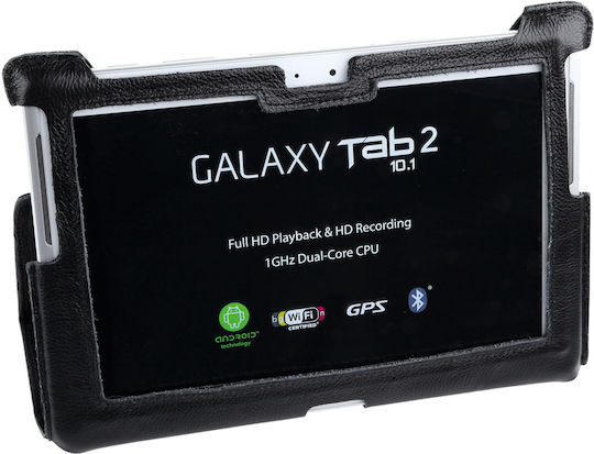 Quer Flip Cover Din Piele Neagră (SAMSUNG GALAXY TAB P5100)