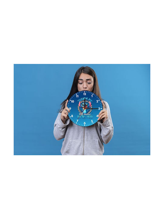 Koupakoupa Stitch Touch Me And I Will Bite You Wall Clock Wooden Ø20cm