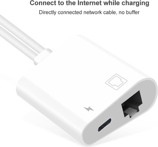 Convertor 3.5mm / USB-C masculin în Lightning / RJ-45 masculin Alb 1buc NA0023