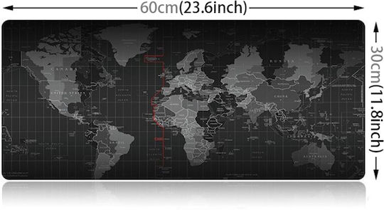 World Map Gaming Mouse Pad XL (600mm) Μαύρο
