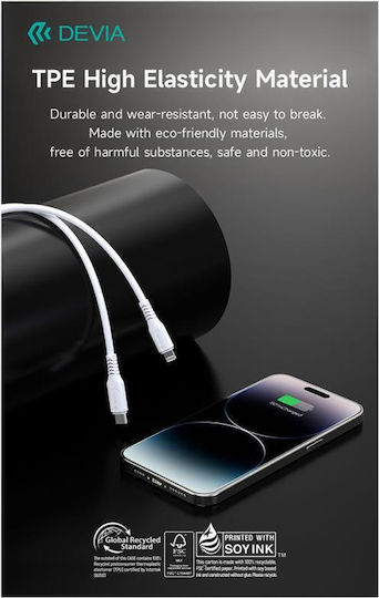 Devia USB-C zu Lightning Kabel 27W Weiß 1m