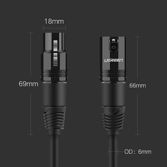 Ugreen Av130 Cable XLR female - XLR male Μαύρο 3m 66718