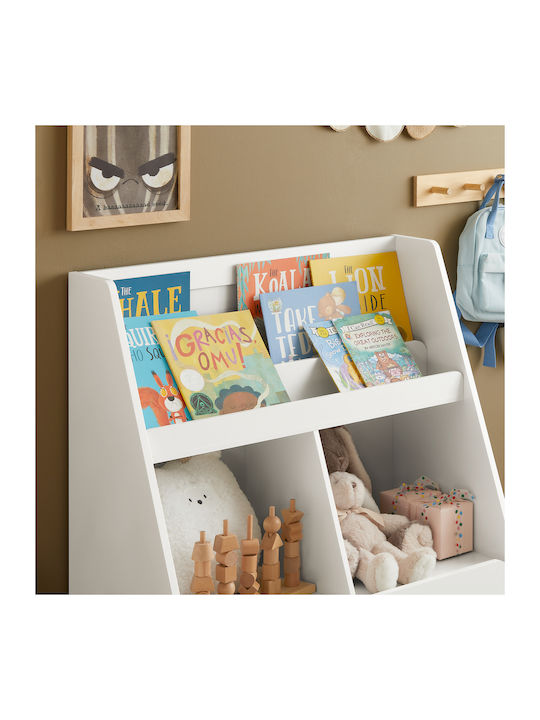 Kids Wooden Bookcase White 80x100x40cm
