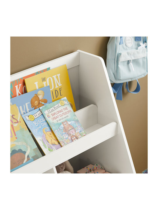 Kids Wooden Bookcase White 80x100x40cm