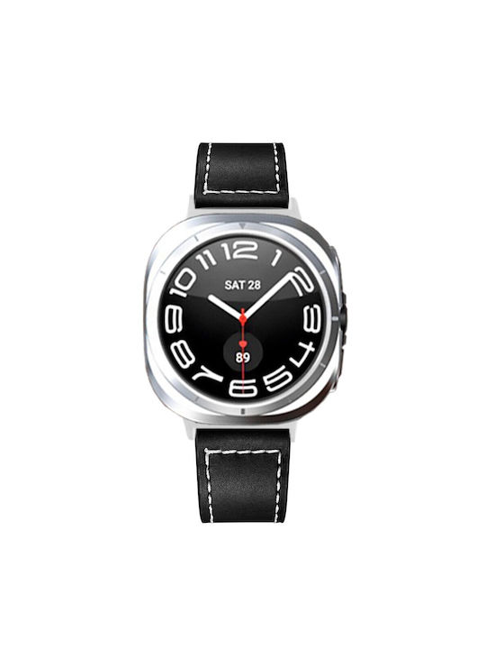 Stitching Lines Λουράκι Δερμάτινο Μαύρο (Galaxy Watch Ultra / Ultra 2)