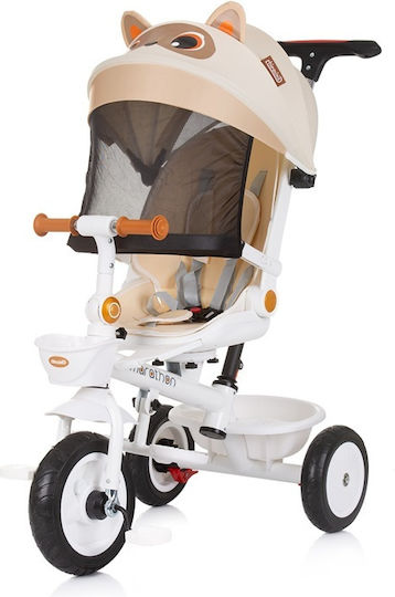 Chipolino Kids Tricycle Bicycle Marathon with Storage Space, Parental Handle & Tent for 1-3 Years Beige