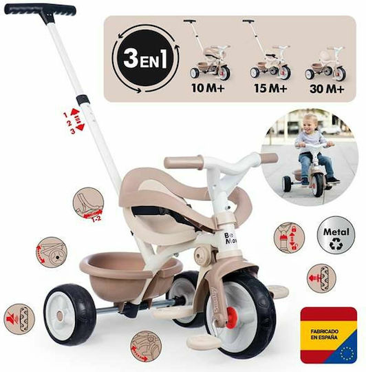 Smoby Be Move Comfort Превозно Средство с Ръкохватка за Родител 3 в 1 за 10 Месеца Бежово