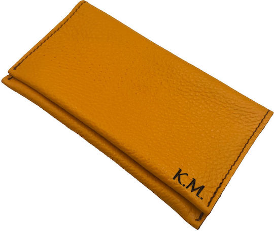 ByLeather Leather Tobacco Pouch Leather handmade case With Magnetic Clasp ENGRAVING Yellow