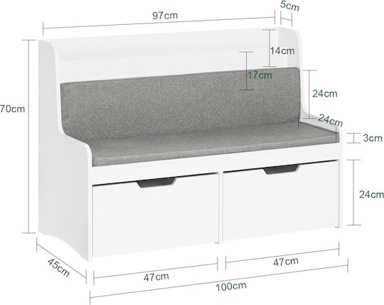 Ντουλάπι Δαπέδου Ξύλινο Λευκό 100x70x45cm