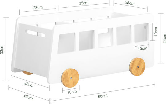 Kids Wooden Bookcase White 69x33.5x41cm