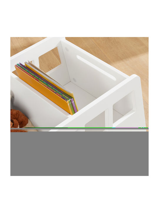 Kids Wooden Bookcase White 69x33.5x41cm