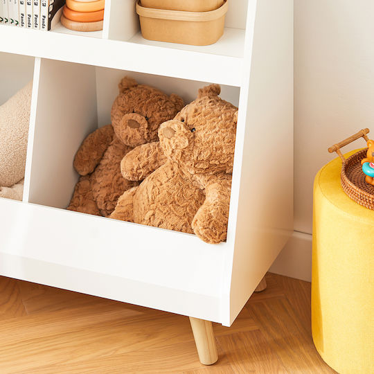 Kids Wooden Bookcase White 86x77x36cm