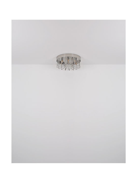Globo Lighting Πλαφονιέρα Οροφής Ασημί με Ντουί E14