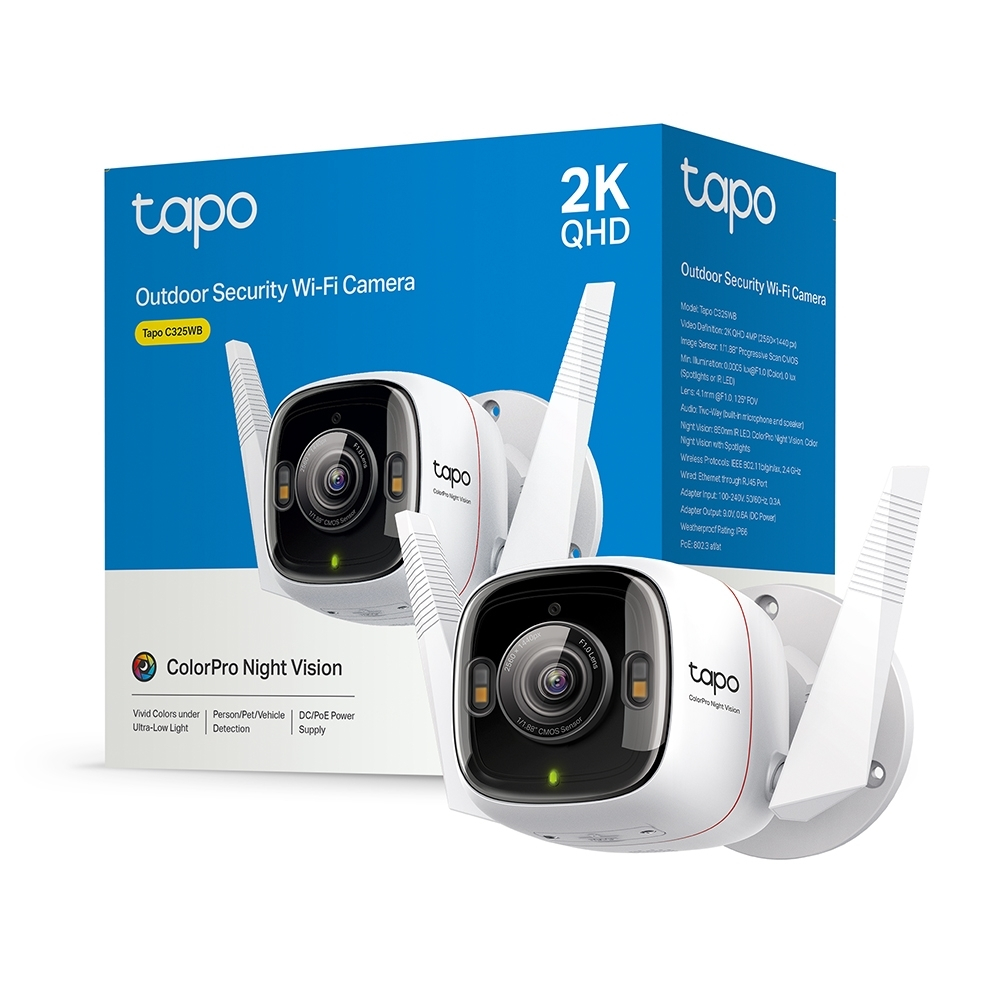 TP-LINK TAPO C325WB v1 IP Κάμερα Παρακολούθησης Wi-Fi Full HD+ 4MP Αδιάβροχη με Αμφίδρομη Επικοινωνία και Φακό 4mm