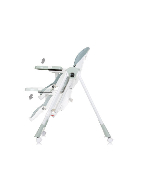 Chipolino Milk Shake Foldable Highchair 2 in 1 with Metal Frame & Leatherette Seat Pastel Green