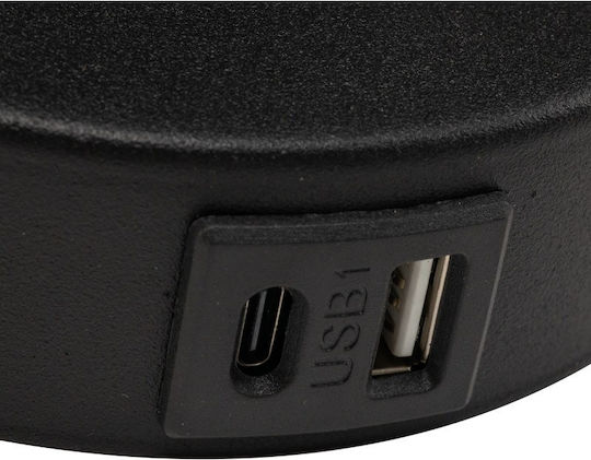 TK Lighting Maja Φωτιστικό Τοίχου με Θύρα USB Μαύρο 40εκ.
