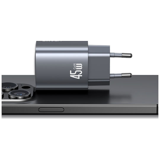 Usams Ladegerät ohne Kabel GaN mit 2 USB-C Anschlüsse 45W Stromlieferung Tarnish (CC305)