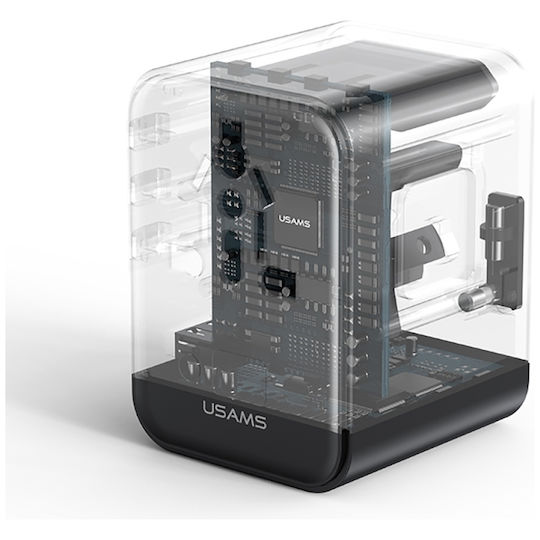 Usams Wireless Charger with USB-A Port 25W Black (CC309TC01)