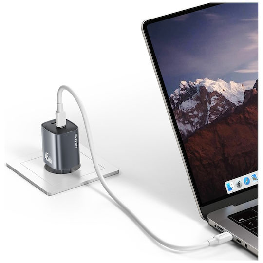 Usams Ladegerät ohne Kabel GaN mit 2 USB-C Anschlüsse 45W Stromlieferung Tarnish (CC305)