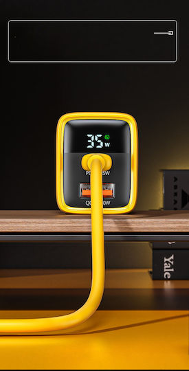 WK Φορτιστής Χωρίς Καλώδιο GaN με Θύρα USB-A και Θύρα USB-C 35W Power Delivery Λευκός (WP-U25)