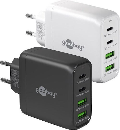 Goobay Φορτιστής Χωρίς Καλώδιο με 2 Θύρες USB-A και 2 Θύρες USB-C 68W Λευκός (64818)