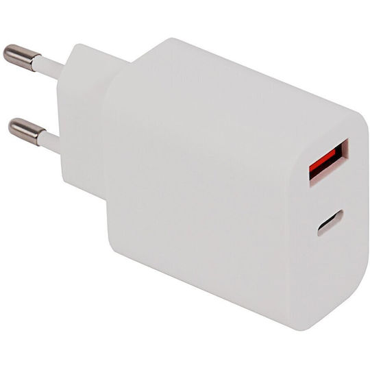 Patona Ladegerät ohne Kabel mit USB-A Anschluss und USB-C Anschluss 18W Weißs (IM0928)