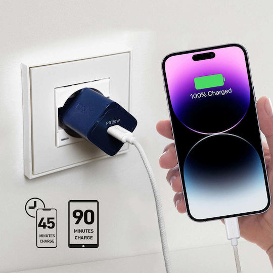 SBS Incarcator Fără Fir GaN Cu Port USB-C 20W Livrarea Energiei Albastru (TRGAN1C20B)