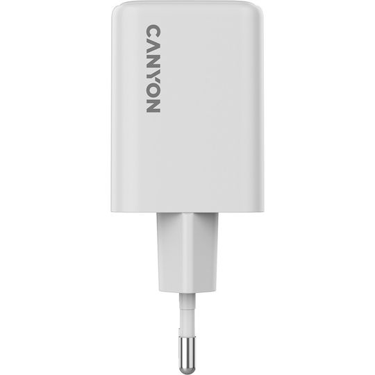 Canyon Φορτιστής Χωρίς Καλώδιο GaN με 2 Θύρες USB-C 45W Power Delivery Λευκός