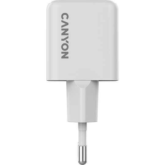 Canyon GaN Kabelloser Handyladegerät mit USB-A und USB-C Ausgangsanschlüsse 20W Stromlieferung / Schnellladetechnologie Weiß