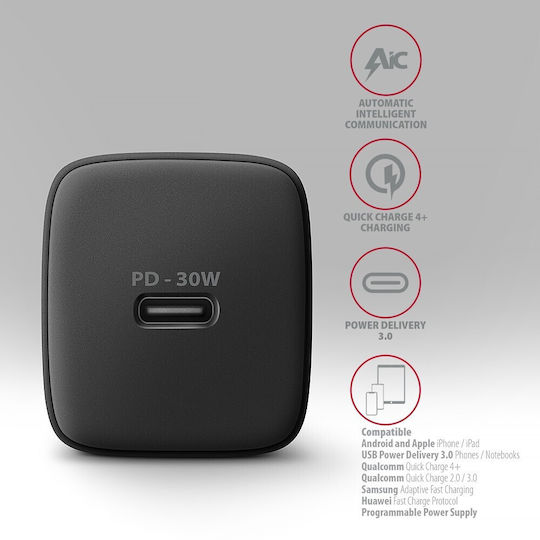Axagon Φορτιστής Χωρίς Καλώδιο 30W Power Delivery / Quick Charge 3.0 Μαύρος
