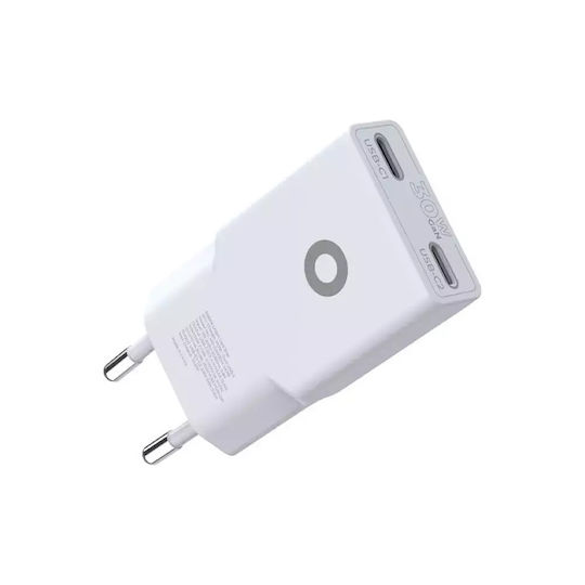 Mobile Origin Φορτιστής Χωρίς Καλώδιο GaN με 2 Θύρες USB-C 30W Power Delivery Λευκός (MO18)