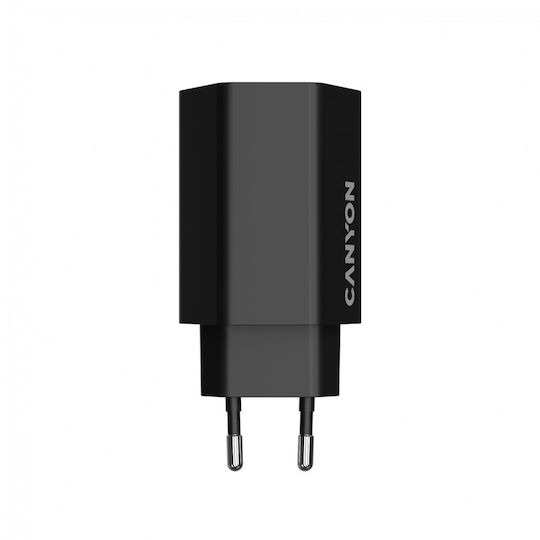 Canyon Φορτιστής Χωρίς Καλώδιο GaN με Θύρα USB-A και 2 Θύρες USB-C 65W Power Delivery Μαύρος (Hexagon 65)