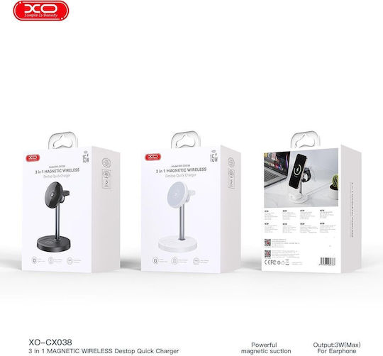 XO Ασύρματος Φορτιστής (Qi Pad) 15W Quick Charge 2.0 Μαύρος (CX038)