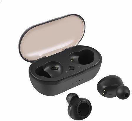 Earbud Bluetooth Handsfree Ακουστικά με Θήκη Φόρτισης Μαύρα