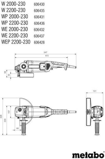 Metabo WP 2200-230 Τροχός 230mm Ρεύματος 2200W