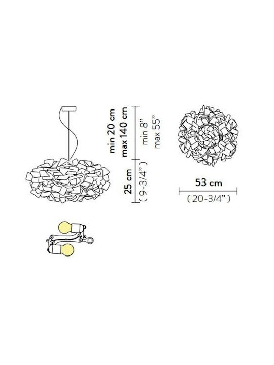 Slamp Clizia Suspension M Mama Non Mama Pendant Light White with Socket E27 53cm