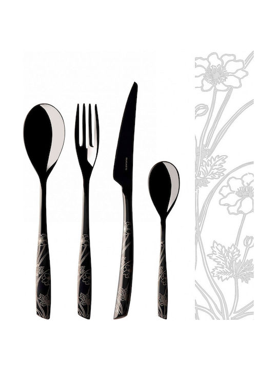 Casa Bugatti Riviera Set de Tacâmuri Inoxidabil Negre 24buc