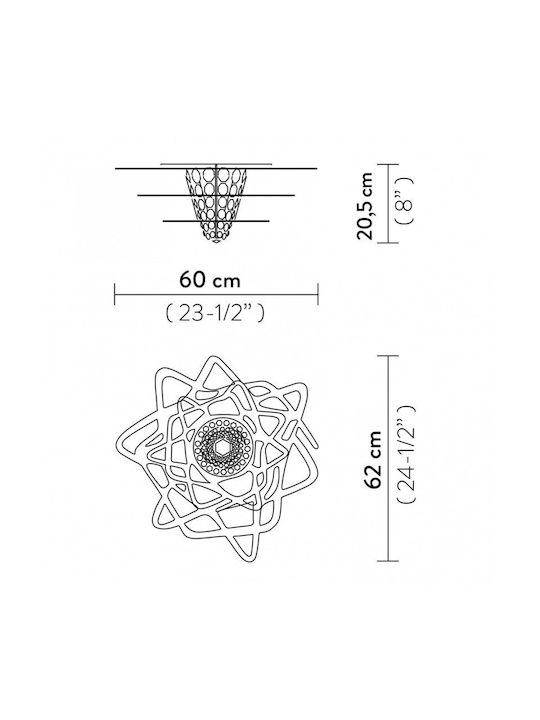 Slamp Aurora Mini Πλαφονιέρα Οροφής 60εκ. Λευκή με Ντουί E27 με Κρύσταλλα