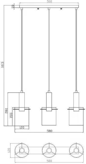 Agora Lighting Verstellbar Hängelampe Lahti Schiene mit Fassung E27 58x58x100cm.