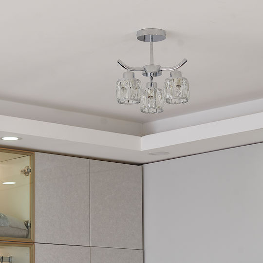Agora Lighting Plafonieră de Tavan Argintiu cu Soclu E27 cu Cristale