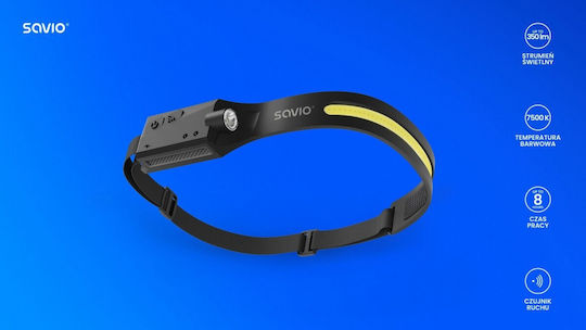 Savio Stirnlampe LED mit maximaler Helligkeit 350lm Schwarz