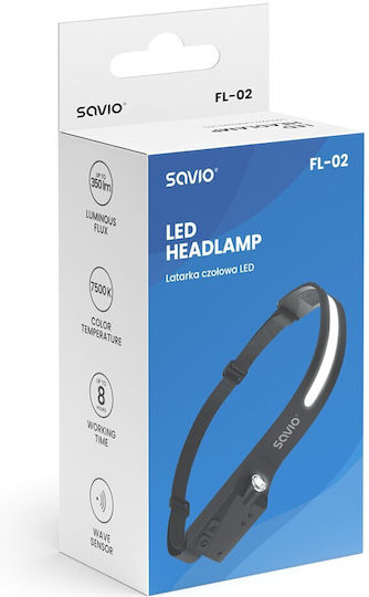 Savio Stirnlampe LED mit maximaler Helligkeit 350lm Schwarz