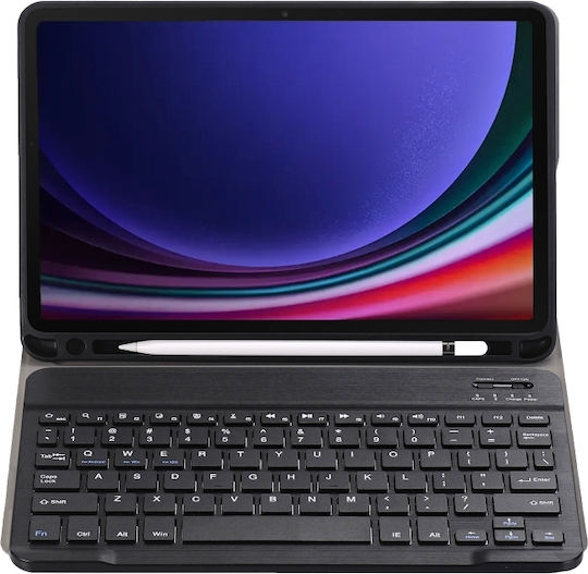 Tablet Hülle Mit Abnehmbarem Bluetooth Tastatur Für Samsung Galaxy Tab S9 FE S10 Lite - Schwarz