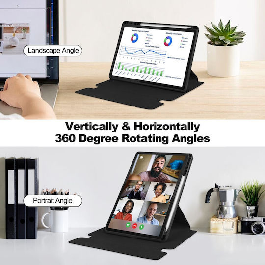 Поворотен Калъф С Отделяща Се Bluetooth Клавиатура Държач За Писалка Lenovo Tab M11 2024 Черен